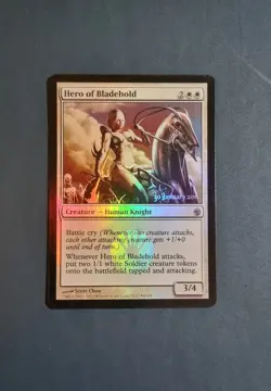 Mtg Hero of Bladehold ~ Foil Promo ~ Mirrodin Besieged ~ NearMint - Image 1