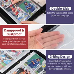 Baseball Card Binder with Sleeves 440 Pockets, Gifts for Baseball Card Collec... - Image 4