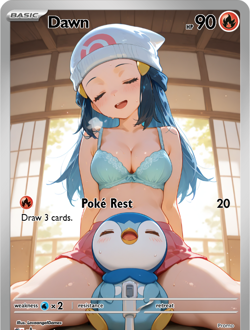 LoveangelGames-Season 2- Custom Card- Waifu Universe- Dawn Poke Rest - Image 1