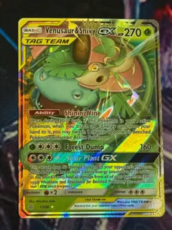 Venusaur & Snivy GX 1/236 Cosmic Eclipse Ultra Rare NM Pokemon Card - Image 1