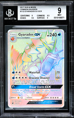 GYARADOS GX 112/111 FULL ART POKEMON CRIMSON INVASION SECRET RARE GRADED BGS 9 - Image 1