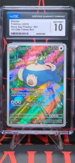 CGC 10 Snorlax 051 SVP Pokemon Card 151 English Black Star Promo GEM MINT TCG - Image 2