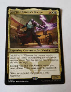 MtG Zurgo, Thunder's Decree (TDM-0237) Rare Promo English MINT - Image 1