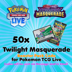Pokemon TCG Live PTCGL PTCGO Online Codes: 50 Twilight Masquerade Boosters - Image 1