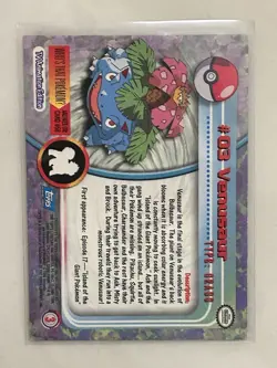 1999 Topps Pokemon TV Animation Series 1 - Venusaur #03 - Blue Logo - HOLO FOIL - Image 2