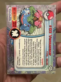 1999 Topps Pokemon TV Animation Series 1 - Venusaur #03 - Blue Logo - HOLO FOIL - Image 5