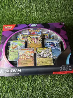 NEW Pokemon Tera Team Premium Collection promo cards 5 Foils 9 TCG Booster Packs - Image 1