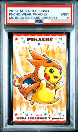 PSA 9 Pokemon Poncho Pikachu Charizard X Y Promo Japanese Business Card 2016 - Image 2