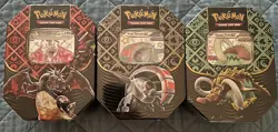 NEW Pokemon Paldean Fates Tins [Set of 3] SHINY CHARIZARD, TUSK, TREADS SET - Image 1