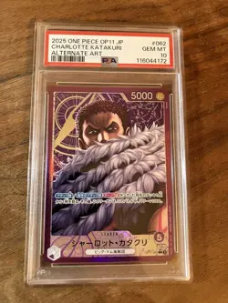 PSA10 Katakuri Leader Parallel One Piece Card Mighty Fist Rare Japan - Image 1