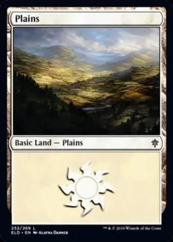 Plains (252) -Foil Medium Play MTG Throne of Eldraine - Image 1