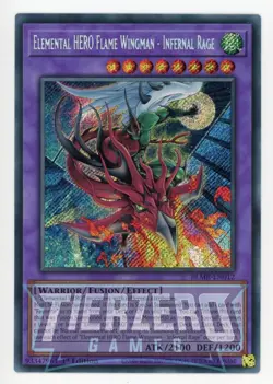 Yugioh Elemental HERO Flame Wingman - Infernal Rage BLMR-EN012 Secret Rare 1st - Image 1