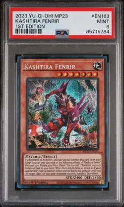 PSA 9 Yu-Gi-Oh Kashtira Fenrir MP23-EN163 - Prismatic Secret Rare 1st Edition - Image 1