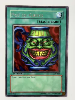 Yugioh Pot of Greed LOB-119 1st Edition Vintage Original - Image 1