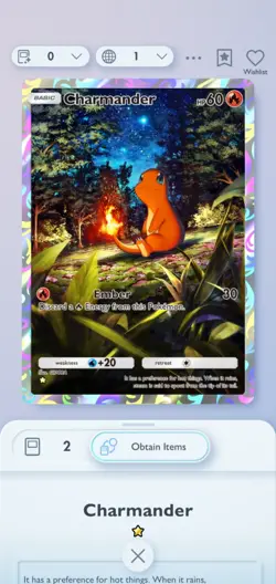 Charmander 1 Star Rare Card Pokemon Pocket Tcg Digital Trade NOT A PHYSICAL CARD - Image 1