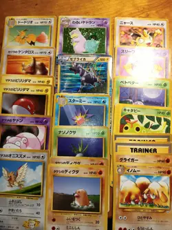 Vintage Japanese Pokemon Card Lot Featuring Slowbro With Swirl Heavily Played - Image 1