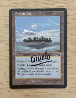 VTG 1998 MTG Magic The Gathering Remote Isle Urza’s Saga Signed By Ciruelo - Image 1