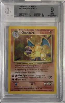 1999 Pokemon Base Set Unlimited #4 Charizard Holo Rare BGS 9 Mint (9/9/8.5/9.5) - Image 3