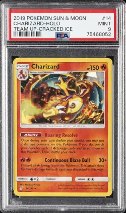 2019 POKEMON SUN & MOON TEAM UP CRACKED ICE #14 CHARIZARD-HOLO PSA 9 - Image 1