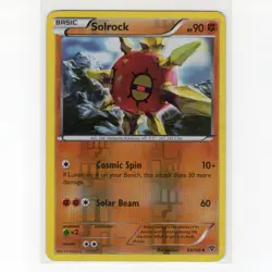 Pokemon TCG Solrock 64/146 XY Base Set Reverse Holo Uncommon Card EN-DMG 2014 - Image 1