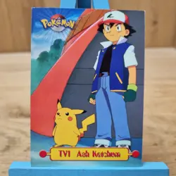 Topps Pokemon Series 1 Ash Ketchum Mural Card TV1 Blue Back Card Non Holo - Image 1