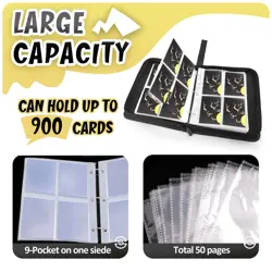 Card Binder 9-Pockets, 900 Pockets Card Holder with 50 Removable Sleeves, Tra... - Image 4