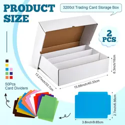 2 Pcs Card Storage Box with 50 Pcs Dividers Trading Box Trading Cases, Holds ... - Image 2