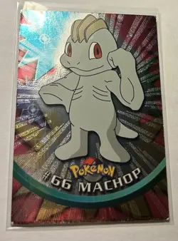 Pokemon Topps Machop #66 TV Animation Edition Black Foil MISPRINT BOTTOM CARD - Image 1