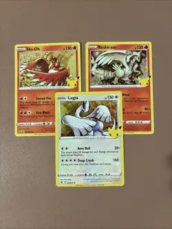 Ho-oh, reshiram, and Lugia Celebrations HOLOS 3 Card Set - Image 1