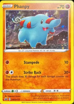 HD SWIRL 🌀 Phanpy SWSH117 Cosmos Holo Rare Sword & Shield Pokemon TCG - Image 1
