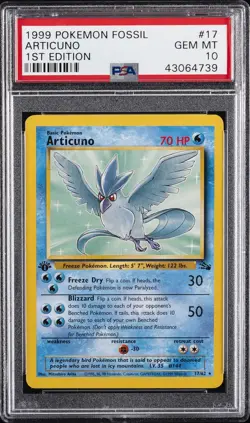 1999 POKEMON FOSSIL 1ST ED #17 ARTICUNO PSA 10 - Image 1