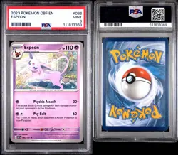 2023 POKEMON OBF EN-OBSIDIAN FLAMES 086 ESPEON PSA MINT 9 - Image 1