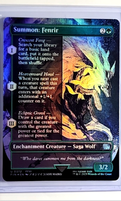 2025 MTG Magic The Gathering FIN Final Fantasy Borderless Foil 372 Summon Fenrir - Image 1