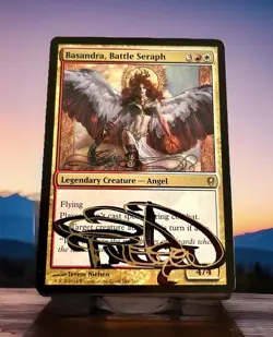 **Basandra, Battle Seraph Artist Signed “Gold” Terese Nielsen** Conspiracy MTG - Image 1