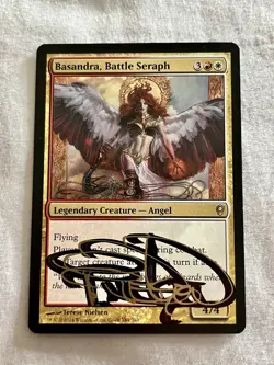 **Basandra, Battle Seraph Artist Signed “Gold” Terese Nielsen** Conspiracy MTG - Image 2