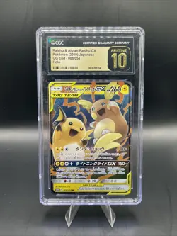 CGC 10 Pristine Raichu & Alolan Raichu GX 008/054 RR GG End sm10a Pokemon Card - Image 1
