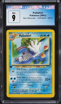 2001 Pokemon Card Neo Discovery 1st Edition Poliwhirl 44/75 CGC 9 MINT - Image 1