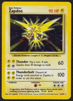 Pokemon Zapdos 16/102 Holo UK 4th Print 1999-2000 Base Set - Image 1