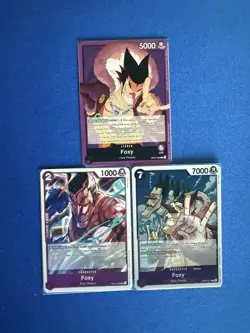 Foxy One Piece TCG 3-card lot OP07 Leader/Rare+OP10 Uncommon - ships PWE - Image 1