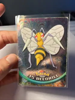 Beedrill 15 Blue Logo Holo TV Animation Edition Topps Pokemon 1999 Foil - Image 1