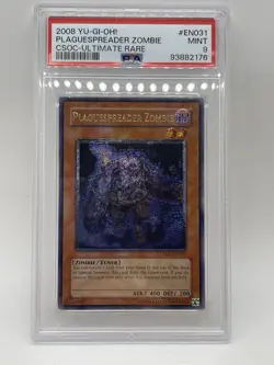 Plaguespreader Zombie PSA 9 MINT Ultimate Rare 2008 CSOC-EN031 Yugioh PURPLE - Image 1