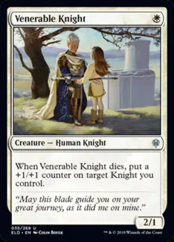 Venerable Knight -Foil Medium Play MTG Throne of Eldraine - Image 1