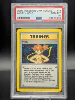PSA 10 Misty 18 GEM MINT Holo 2000 Pokemon Gym Heroes 💧💧💧🚀🚀🚀 - Image 1