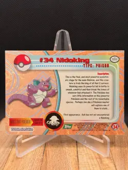 1999 Topps Pokemon TV Animation Edition - #34 Nidoking - Green Logo - Image 2