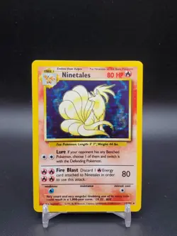 Ninetales 12/102 Base Set Unlimited Holo Rare MP Pokemon Card - Image 1