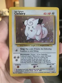Clefairy 5/102 - 1999 Base Set Unlimited Pokemon Card WOTC Vintage Holo Rare HP - Image 1