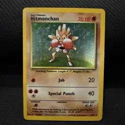 Hitmonchan 7/102 Base Set Rare Holo Pokemon Card WOTC DMG - Image 1
