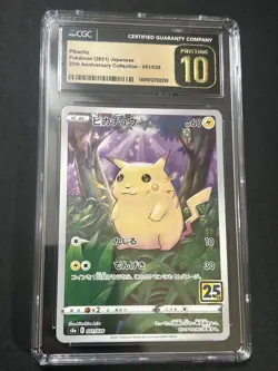 CGC 10 PRISTINE Pikachu 001/028 HOLO RARE 25th Anniversary Japanese Pokemon Card - Image 1