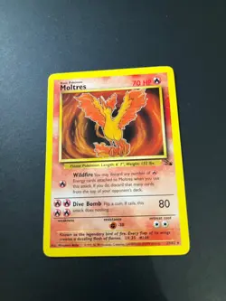 Pokemon Card Moltres 27/62 Fossil Set Rare Non Holo WOTC Trading Card TCG - Image 2