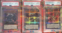 PSA 10 YuGiOh 25th Secret Rare Obelisk Slifer Ra JP001 Japanese God Card Set - Image 1